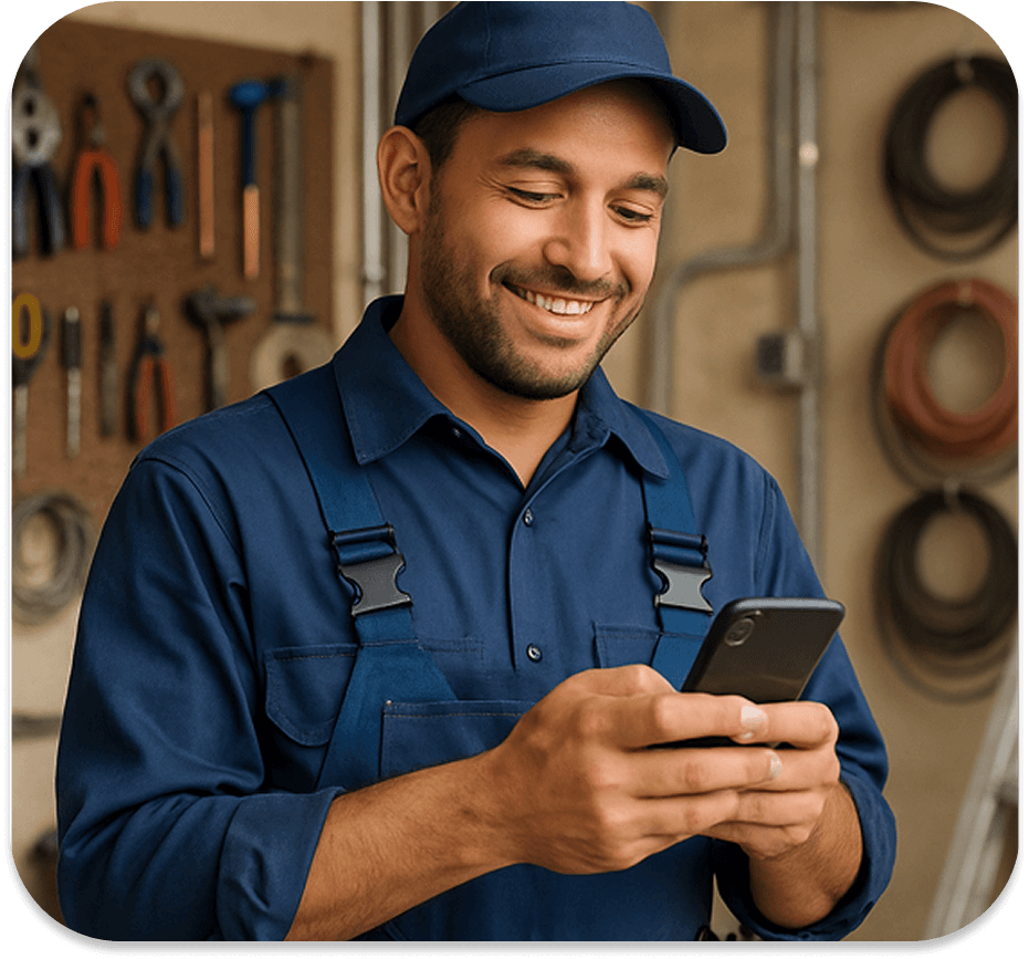Electrician using phone